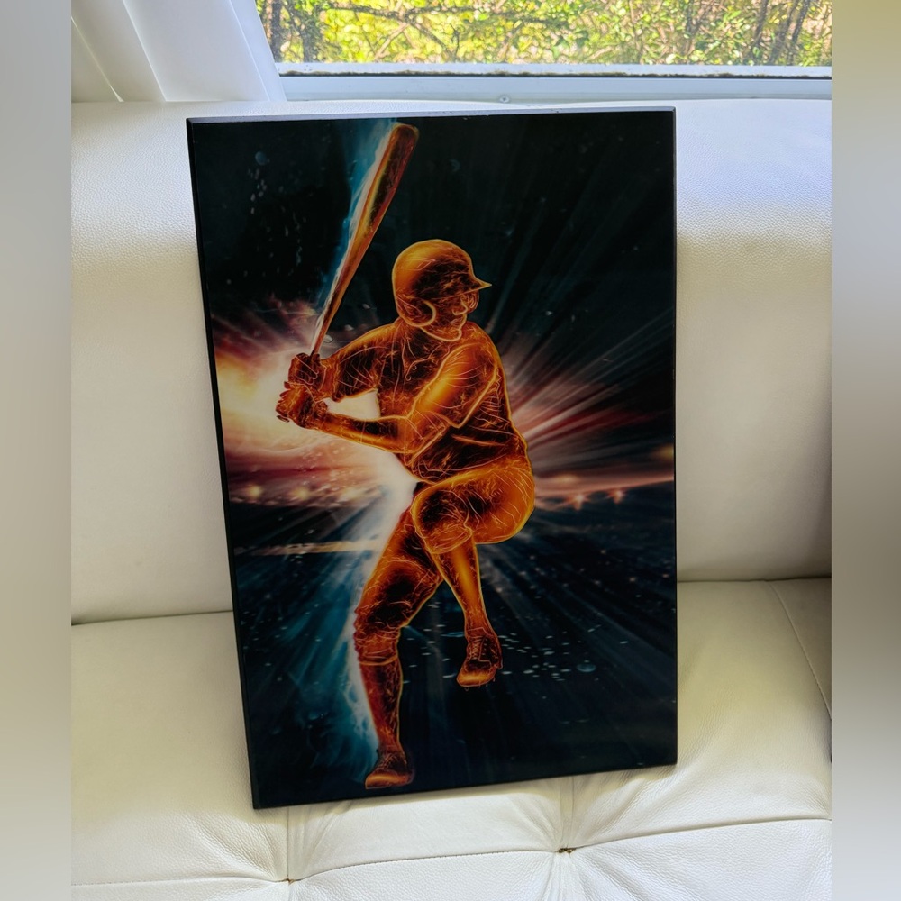 2 holographic pictures. Baseball and batter.